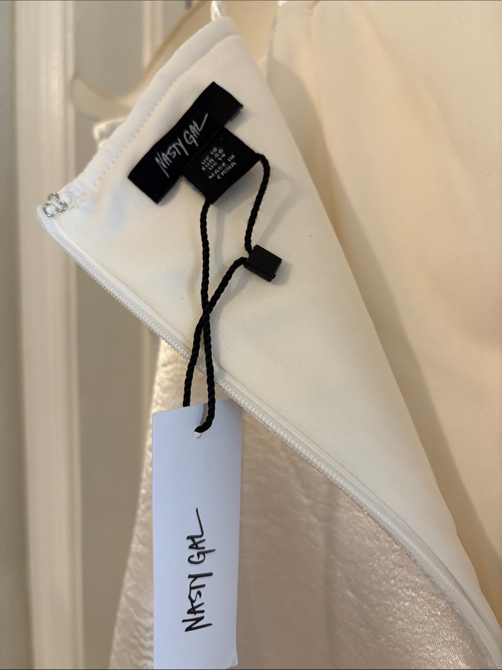Ivory Satin Ruffle Mini Dress - Picture 3 of 3